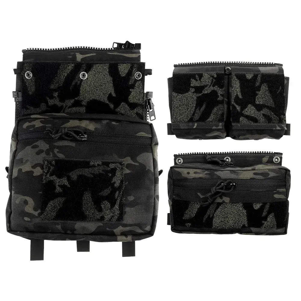 Back panel multi poches sac d'assaut pour gilet avec zip éclair Zone Tactique