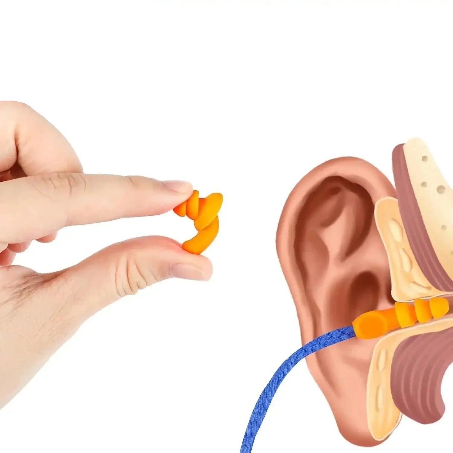 Bouchons d’oreilles anti-bruit avec cordon et étui 