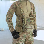 Chest rig tactique avec poche admin ventrale et porte chargeurs 