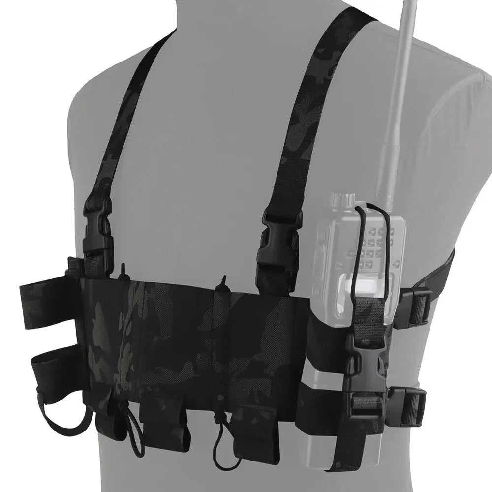Chest rig tactique léger harnais croisé réglable avec poches 