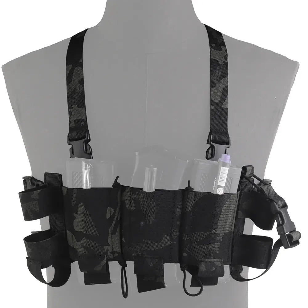 Chest rig tactique léger harnais croisé réglable avec poches 