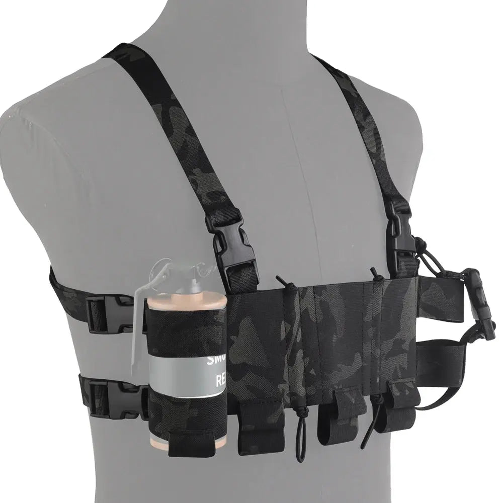 Chest rig tactique léger harnais croisé réglable avec poches 