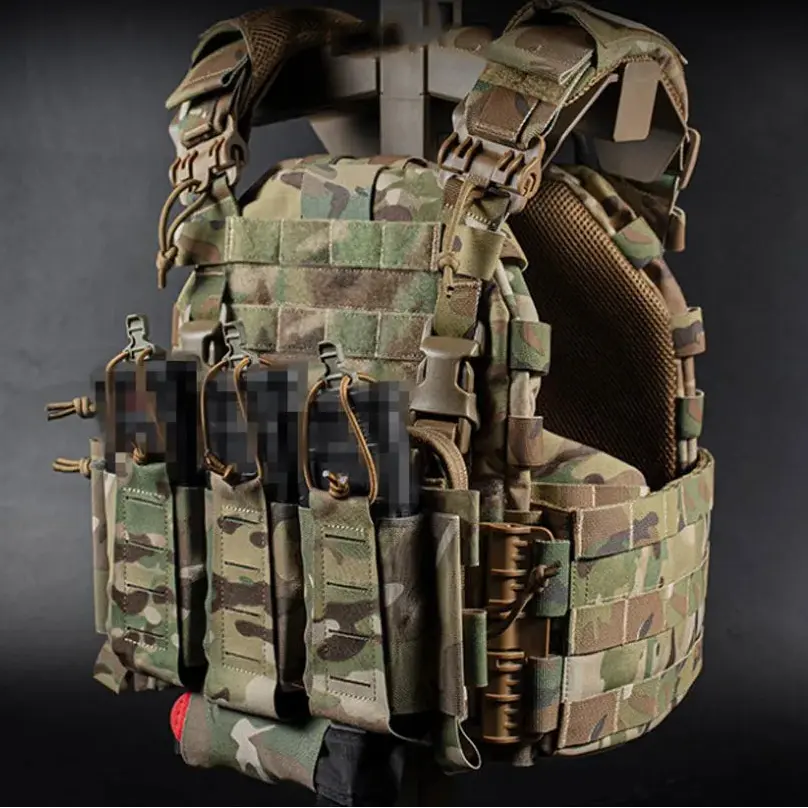 Gilet porte-plaques tactique renforcé avec panneau frontal MOLLE 