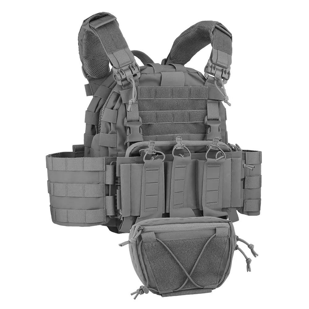 Gilet porte-plaques tactique renforcé avec panneau frontal MOLLE - Zone Tactique