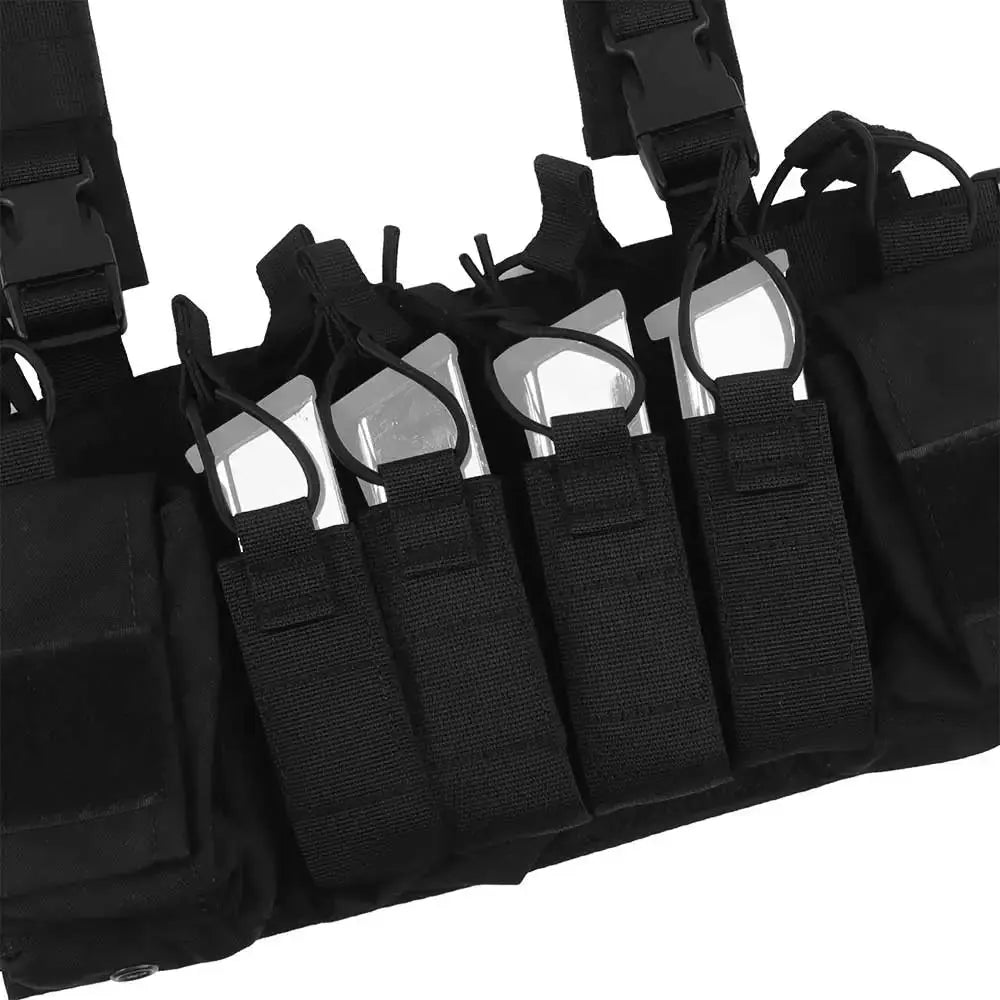 Gilet tactique chest rig avec poches avant et portes chargeurs 