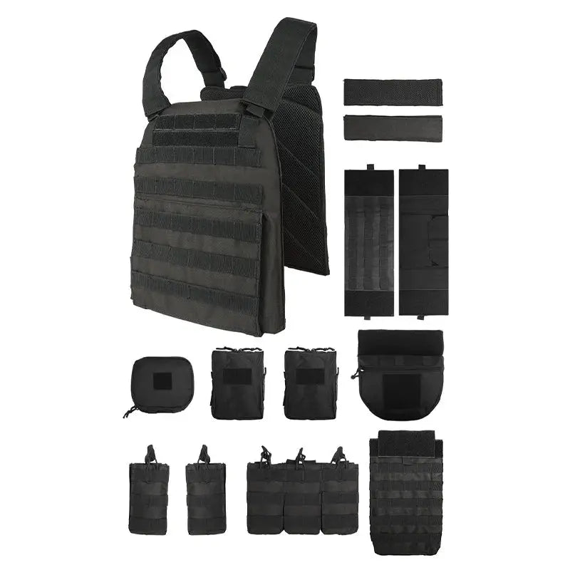 Gilet tactique lourd type plate carrier avec ensemble de poches 
