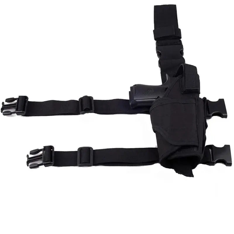Holster de cuisse pour droitier avec rétention et double sangle 