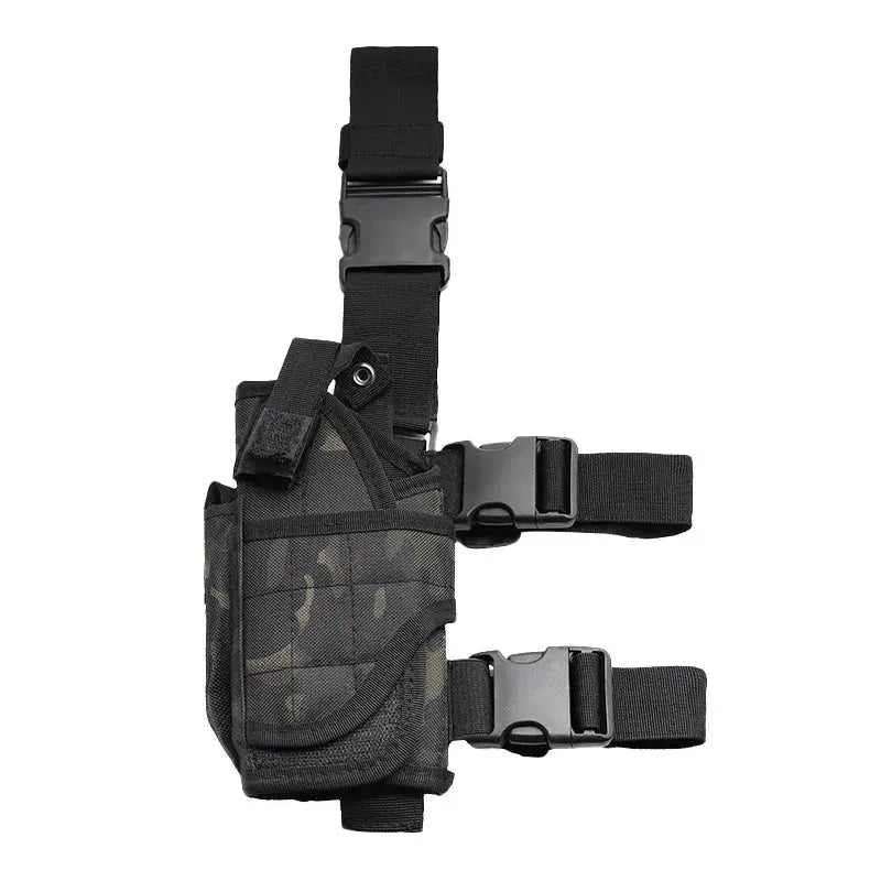 Holster de cuisse pour droitier avec rétention et double sangle 