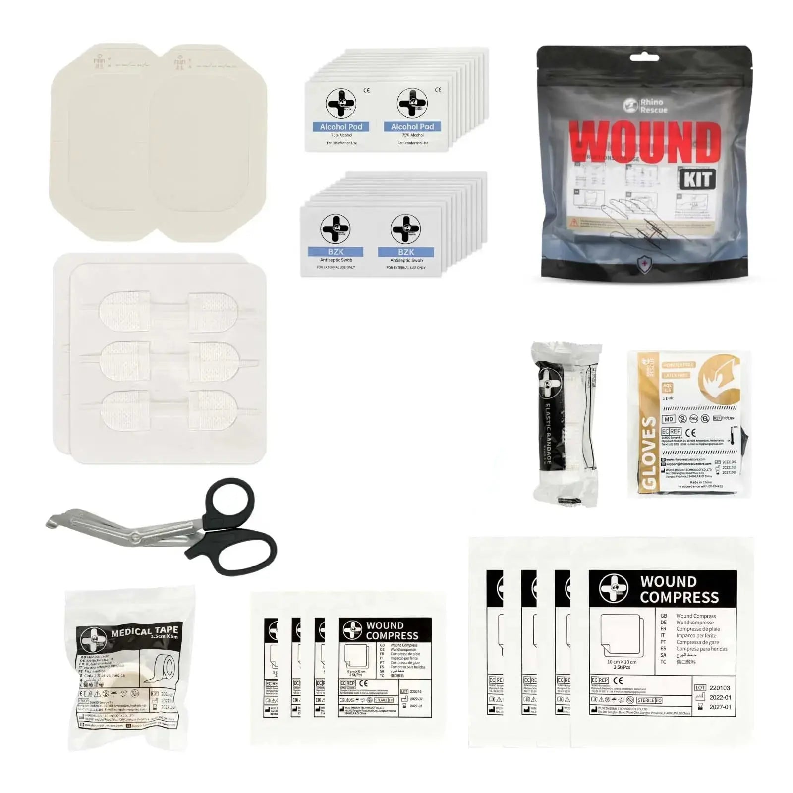 Kit de fermeture de plaie et alternative aux sutures pour trauma Zone Tactique