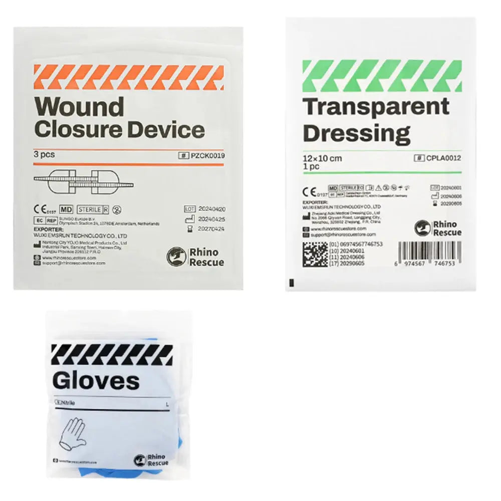 Kit de traitement des plaies coupantes avec pansements et gants Zone Tactique