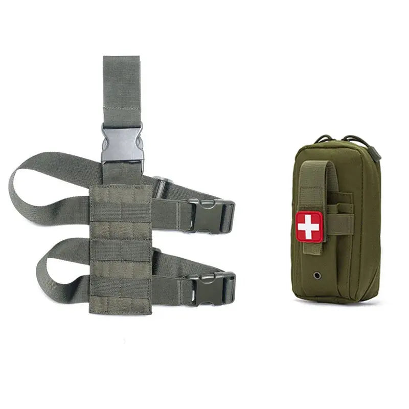 Plateforme de cuisse tactique drop leg MOLLE et pochette IFAK 