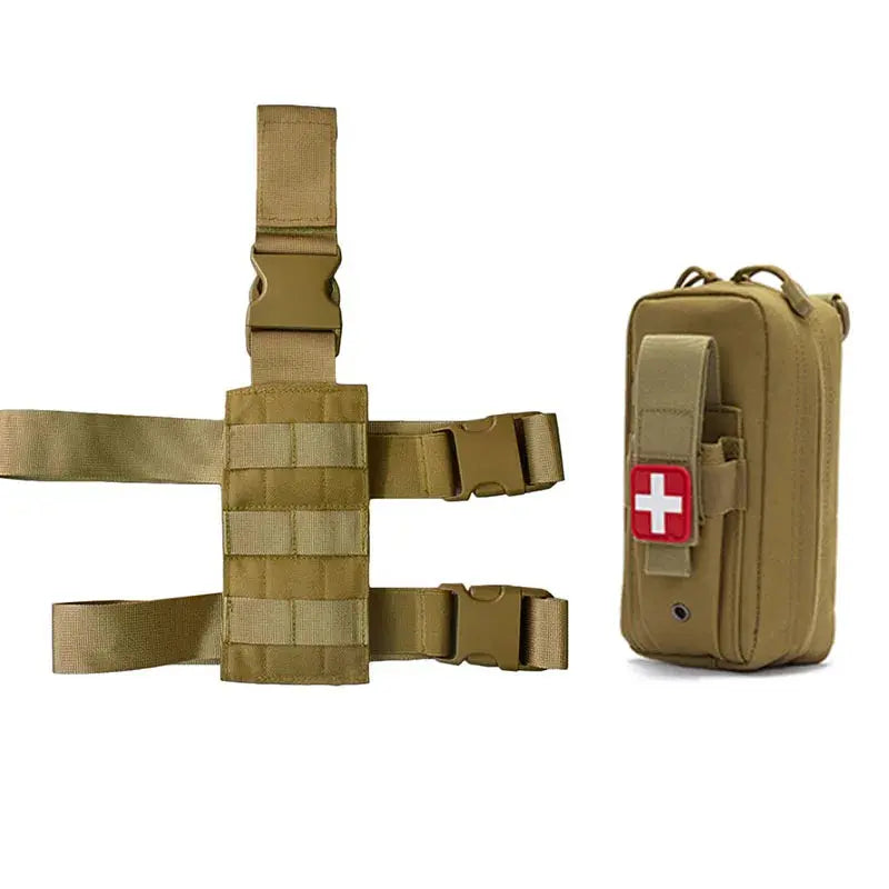 Plateforme de cuisse tactique drop leg MOLLE et pochette IFAK 