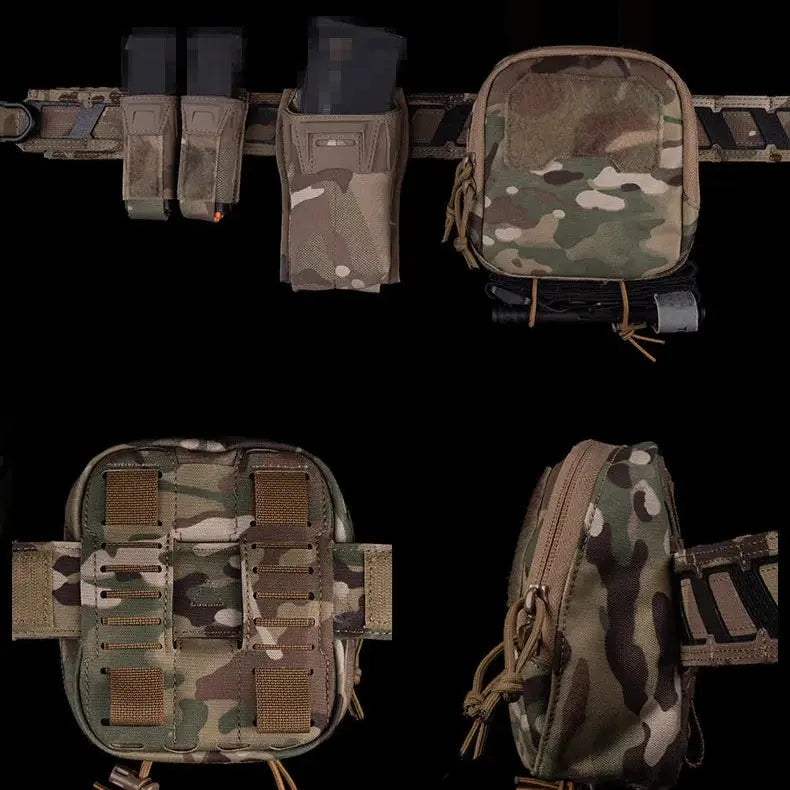 Pochette MOLLE AG tactique compacte format arrondi fermeture zip 