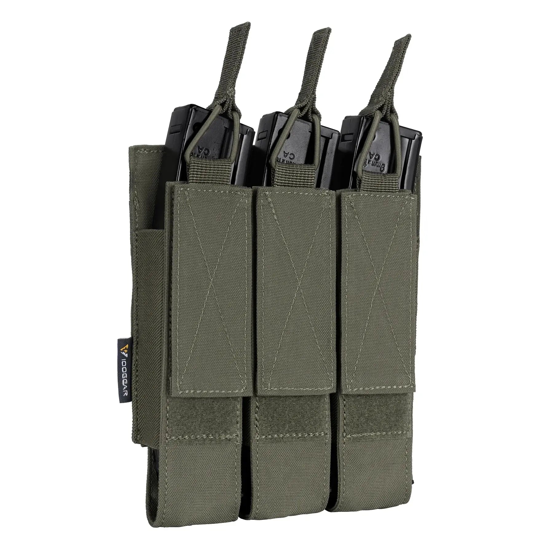 Pochette triple chargeurs longs 9mm type MP5 MOLLE rétention élastique Zone Tactique
