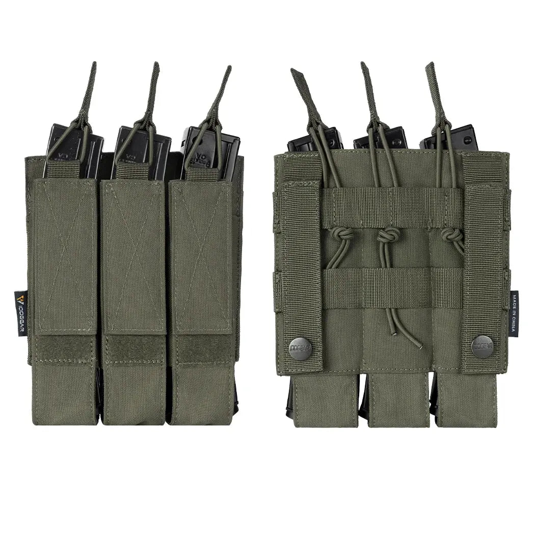 Pochette triple chargeurs longs 9mm type MP5 MOLLE rétention élastique Zone Tactique