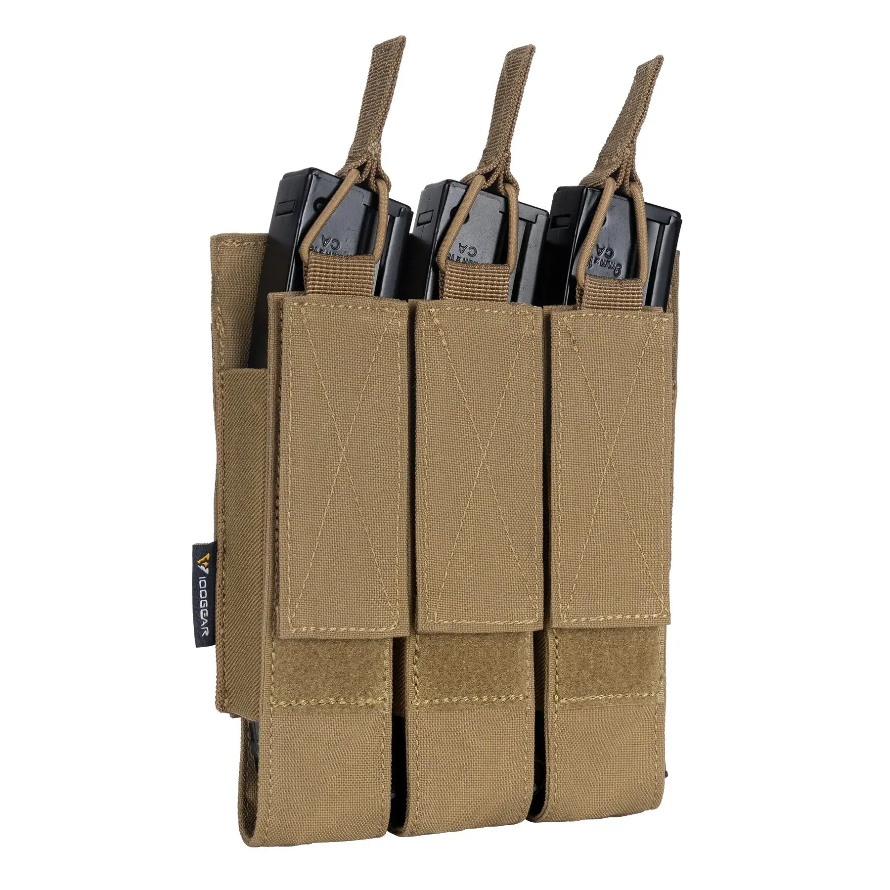Pochette triple chargeurs longs 9mm type MP5 MOLLE rétention élastique Zone Tactique