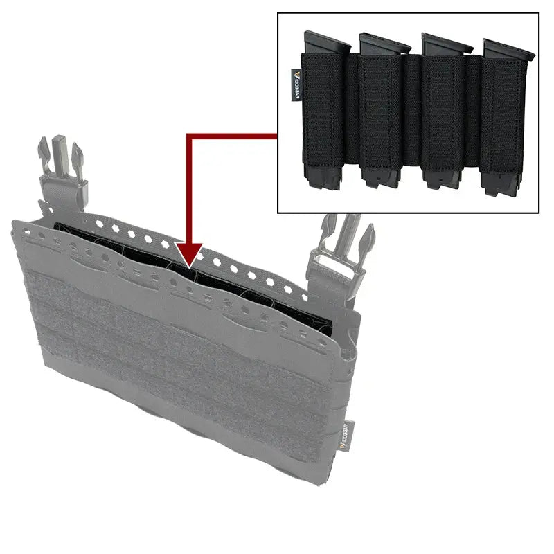 Porte chargeur 9mm quadruple à insérer dans pochette tactique Zone Tactique