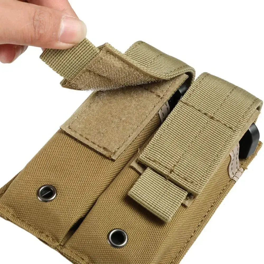 Porte chargeur DUO MOLLE pour chargeur pistolet 9mm rétention VELCRO 