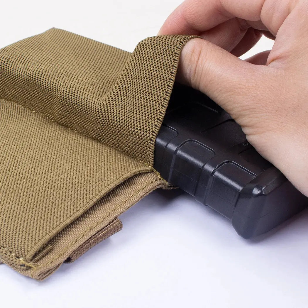 Porte chargeur MOLLE 5.56 double rétention par serrage tissu 