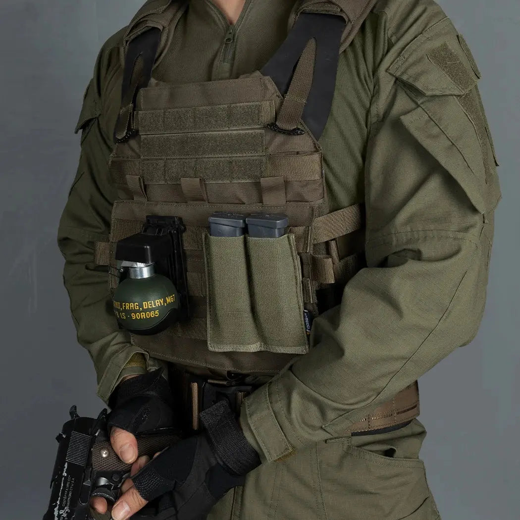 Porte chargeur double MOLLE open top rétention par serrage tissu Zone Tactique