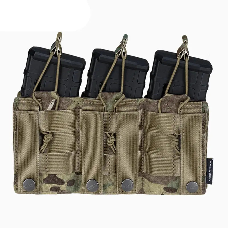 Porte chargeurs MOLLE triple 9mm et 5.56mm maintien sécurisé élastique Zone Tactique
