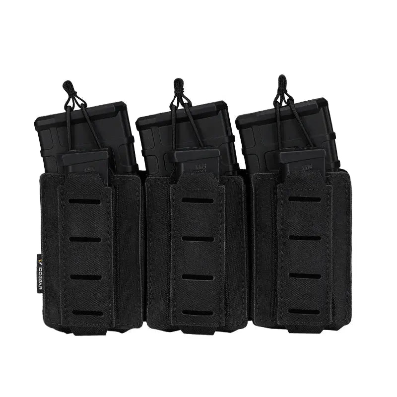 Porte chargeurs MOLLE triple 9mm et 5.56mm maintien sécurisé élastique Zone Tactique
