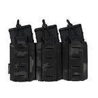 Porte chargeurs MOLLE triple 9mm et 5.56mm maintien sécurisé élastique Zone Tactique