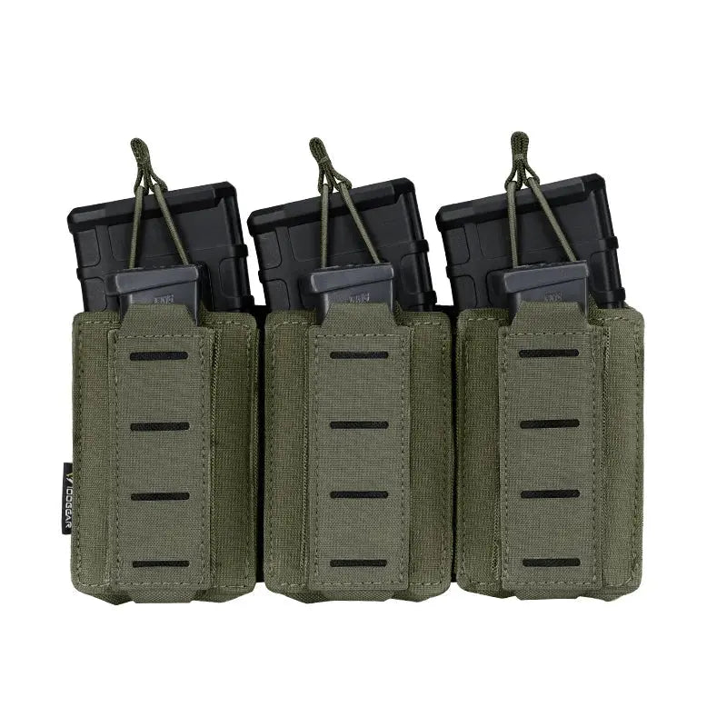 Porte chargeurs MOLLE triple 9mm et 5.56mm maintien sécurisé élastique Zone Tactique