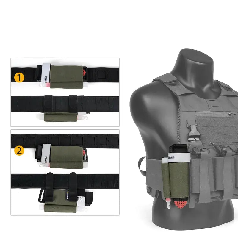 Porte-tourniquet tactique élastique compatible ceinture et MOLLE 