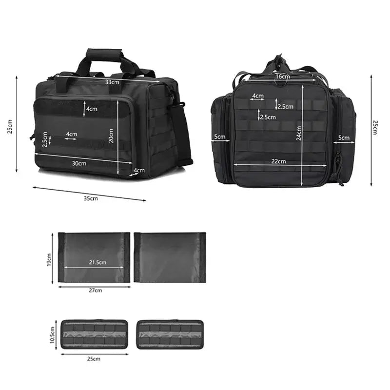 Sac de transport tactique à compartiments pour stand de tir et chasse 