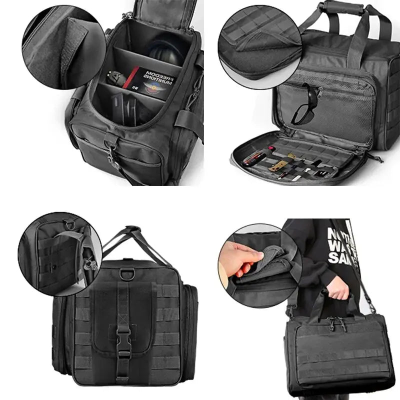 Sac de transport tactique à compartiments pour stand de tir et chasse 